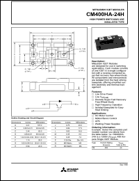 CM400HA-24H datasheet: 400 Amp IGBT module for high power switching use insulated type CM400HA-24H