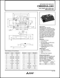 CM600HA-24H datasheet: 600 Amp IGBT module for high power switching use insulated type CM600HA-24H