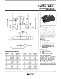 CM600HA-28H datasheet: 600 Amp IGBT module for high power switching use insulated type CM600HA-28H