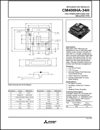 CM400HA-34H datasheet: 400 Amp IGBT module for high power switching use insulated type CM400HA-34H