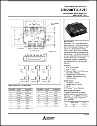 CM200TU-12H datasheet: 200 Amp IGBT module for high power switching use insulated type CM200TU-12H