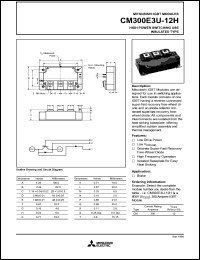 CM300E3U-12H datasheet: 300 Amp IGBT module for high power switching use insulated type CM300E3U-12H