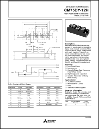 CM75DY-12H datasheet: 75 Amp IGBT module for high power switching use insulated type CM75DY-12H
