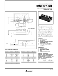 CM200DY-12H datasheet: 200 Amp IGBT module for high power switching use insulated type CM200DY-12H