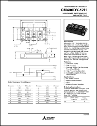 CM400DY-12H datasheet: 400 Amp IGBT module for high power switching use insulated type CM400DY-12H