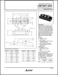 CM75DY-24H datasheet: 75 Amp IGBT module for high power switching use insulated type CM75DY-24H