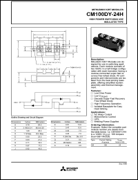 CM100DY-24H datasheet: 100 Amp IGBT module for high power switching use insulated type CM100DY-24H