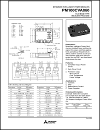 PM100CVA060 datasheet: 100 Amp intelligent power module for flat-base type insulated package PM100CVA060