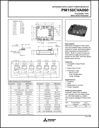 PM150CVA060 datasheet: 150 Amp intelligent power module for flat-base type insulated package PM150CVA060