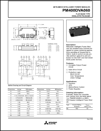 PM400DVA060 datasheet: 400 Amp intelligent power module for flat-base type insulated package PM400DVA060