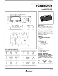PM200DVA120 datasheet: 200 Amp intelligent power module for flat-base type insulated package PM200DVA120