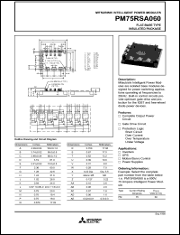 PM75RSA060 datasheet: 75 Amp intelligent power module for flat-base type insulated package PM75RSA060