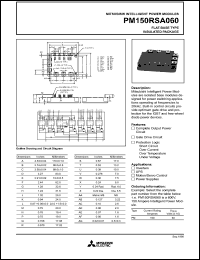 PM150RSA060 datasheet: 150 Amp intelligent power module for flat-base type insulated package PM150RSA060