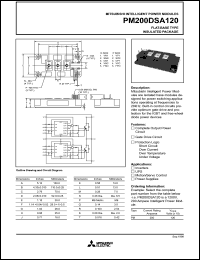 PM200DSA120 datasheet: 200 Amp intelligent power module for flat-base type insulated package PM200DSA120