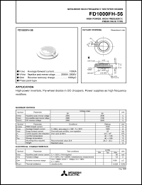 FD1000FH-56 datasheet: High-frequency rectifier diode for high power, high frequency, press pack type FD1000FH-56