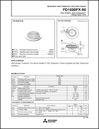 FD1000FX-90 datasheet: High-frequency rectifier diode for high power, high frequency, press pack type FD1000FX-90