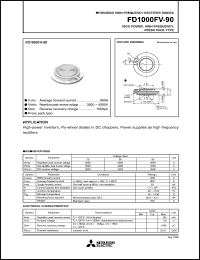 FD1000FV-90 datasheet: High-frequency rectifier diode for high power, high frequency, press pack type FD1000FV-90