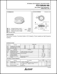 FD1500AV-90 datasheet: High-frequency rectifier diode for high power, high frequency, press pack type FD1500AV-90