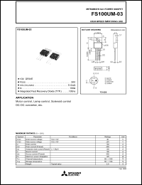 FS100UM-3 datasheet: 100A power mosfet for high-speed switching use FS100UM-3