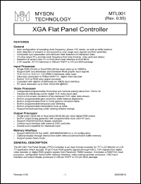 MTL001 datasheet: XGA flat panel controller MTL001