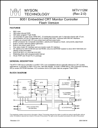 MTV112MV32 datasheet: 8051 embedded CRT monitor controller flash version MTV112MV32