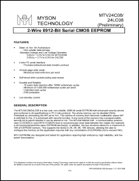 MTV24C08 datasheet: 2-wire 8912-bit serial CMOS EEPROM MTV24C08