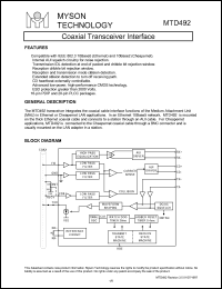 MTD492N datasheet: Coaxial transceiver interface MTD492N