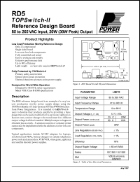 RD5 datasheet: Reference design board, 85 to 265 input, 15Woutput RD5
