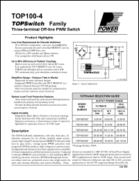 TOP100YAI datasheet: Three-terminal off-line PWM switch TOP100YAI