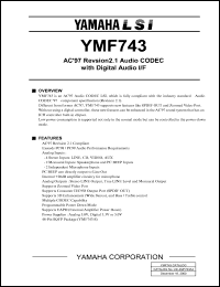 YMF743-S datasheet: Audio CODEC with digital audio I/F YMF743-S