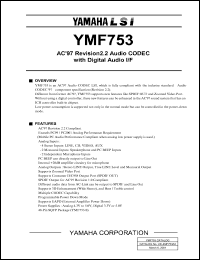 YMF753 datasheet: Audio CODEC with digital audio I/F YMF753