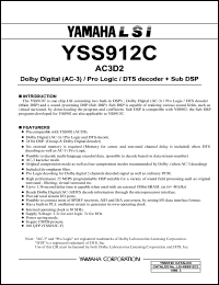 YSS912C-F datasheet: Dolby digital/Pro logic/DTS decoder + sub DSP YSS912C-F