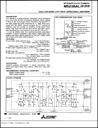 M5238AL datasheet: Dual low-noise J-FET operational amplifier M5238AL