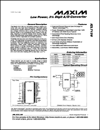 ICL7136CPI datasheet: Low power, 3-1/2 digit A/D converter ICL7136CPI