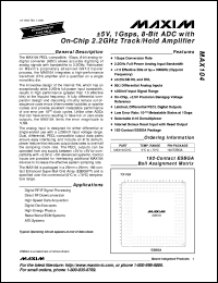 MAX108CHC datasheet: 5V, 1.5Gsps, 8-bit ADC with on-chip 2.2GHz track/hold amplifier MAX108CHC