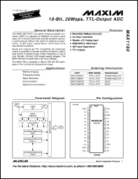 MAX1171CBH datasheet: 12-bit, 20 Msps, TTL-output ADC MAX1171CBH