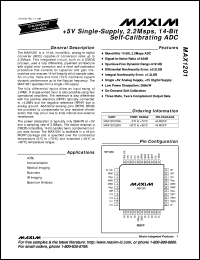 MAX1205EMH datasheet: +5V single-supply, 1Msps, 14-bit self-calibrating ADC MAX1205EMH