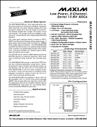 MAX192BCWP datasheet: Low-power, 8-channel, serial 10-bit ADC. Error(LSB) +-1. MAX192BCWP