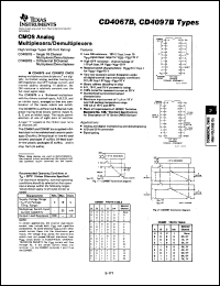 CD4097BE datasheet:  CMOS DIFFERENTIAL 8-CHANNEL ANALOG MULTIPLEXER/DEMULTIPLEXER CD4097BE