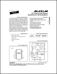 MAX2510EEI datasheet: Low-voltage IF transceiver with limiter/RSSI and quadrature modulator. MAX2510EEI
