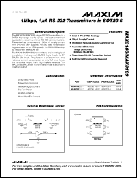 MAX3218CPP datasheet: 1.8V to 4.25V-powered, 1microA supply current RS-232 transceiver with AutoShutdown. MAX3218CPP