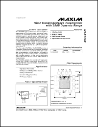 MAX3267C/D datasheet: 2.5Gbps, 3V to 5.5V, low-noise transimpedance preamplifier for LANs. MAX3267C/D