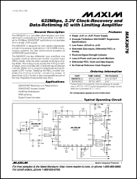 MAX3693ECJ datasheet: +3.3V, 622Mbps, SDH/SONET 4:1 serializer with clock synthesis and LVDS inputs. MAX3693ECJ