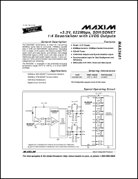 MAX3760ESA datasheet: 622Mbps, low-noise transimpedance preamplifier for LAN and WAN optical receivers. MAX3760ESA