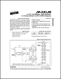 MAX3760E/D datasheet: 622Mbps, low-noise transimpedance preamplifier for LAN and WAN optical receivers. MAX3760E/D