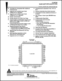 TL16C754FN datasheet:  QUAD UART WITH 64-BYTE FIFOS, AUTO FLOW CONTROL, LOW-POWER MODES TL16C754FN