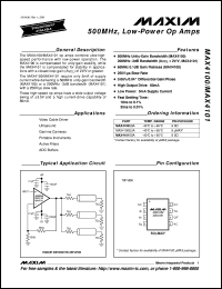 MAX4111CSA datasheet: SPST, single-input, single-output switch. 330MHz -3dB bandwidth. MAX4111CSA