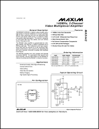 MAX445CPG datasheet: Low-cost, high-resolution, 200MHz video CRT driver. MAX445CPG