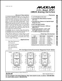 MAX4615CSD datasheet: Low-woltage, high-speed, quad, SPST, CMOS analog switch has four NC switches. MAX4615CSD