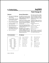BQ2003PN datasheet:  COMPLETE CHARGE MANAGEMENT WITH INTEGRATED PWM SWITCHING CONTROLLER BQ2003PN